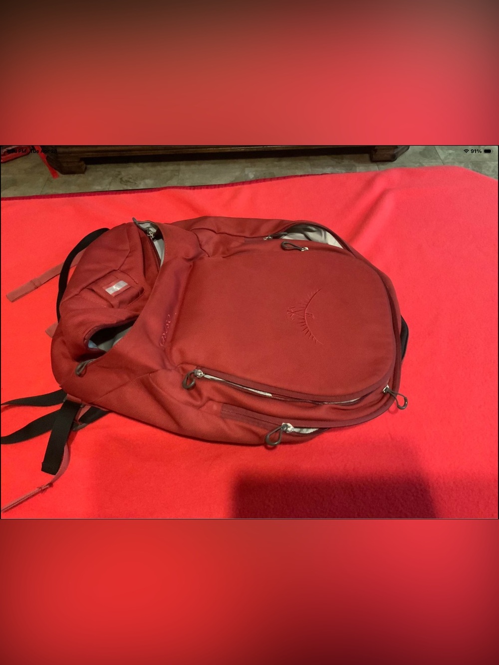 Osprey Cyber Laptop Backpack Red Commuter Daypack Padded Sleeve Pockets
